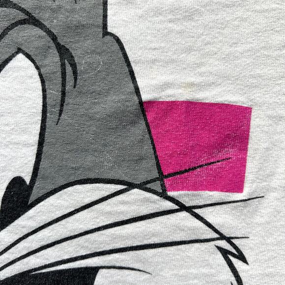 Vintage 90s Big Bugs Bunny Shirt Single Stitch Collegeware White L XL Carrot USA - Picture 9 of 13